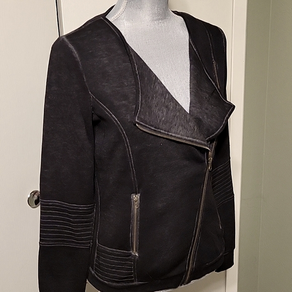 Cyrus lightweight black mineral wash moto jacket - Picture 2 of 8